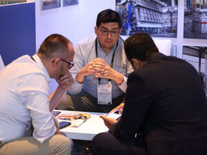 Meeting amongst exhibitors